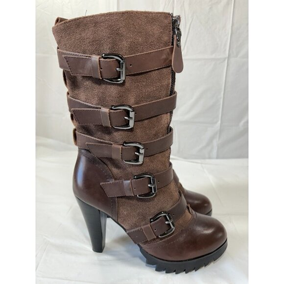 DIANA Dark Brown strappy leather boots - Picture 13 of 14